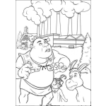 Dibujo para colorear Colorear Shrek frente a la fabrica