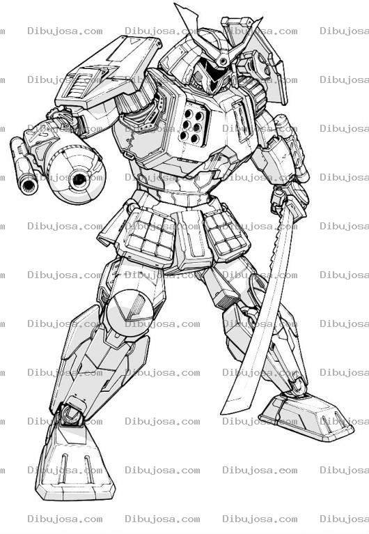 Dibujo para colorear Robotsamurai Dibujo De Robot Samuray Para Pintar Y Colorear Robot Samurai