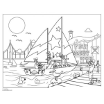Dibujo para colorear Dibujo De Bote De Vela En Un Muelle Para Pintar Y Colorear
