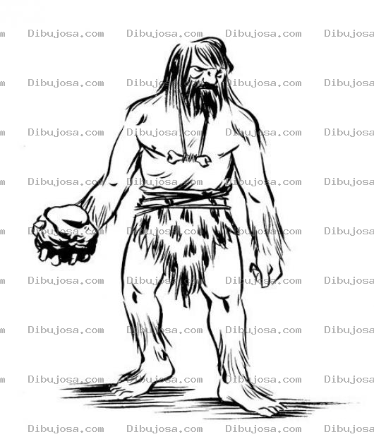 Dibujo para colorear Dibujo De Cavernicola Tirando Piedras Para Pintar Y Colorear