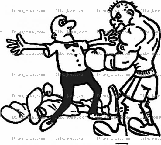 Dibujo para colorear Pelea De Box Dibujo De Referi De Boxeo Parando Una Pelea Por Knock Out Para Pintar Y Colorear Boxeadores