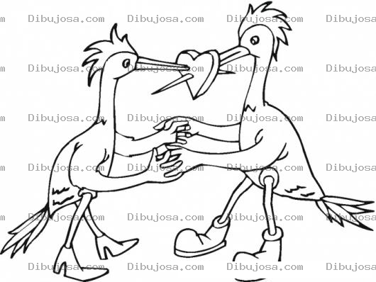 Dibujo para colorear Dibujo De Pajaros Enamorados Para Pintar Y Colorear