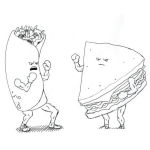 Dibujo para colorear Pelea De Comida Para Pintar Y Colorear