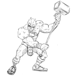 Dibujo para colorear Dibujo De Luchador Con Mazo Para Pintar Y Colorear