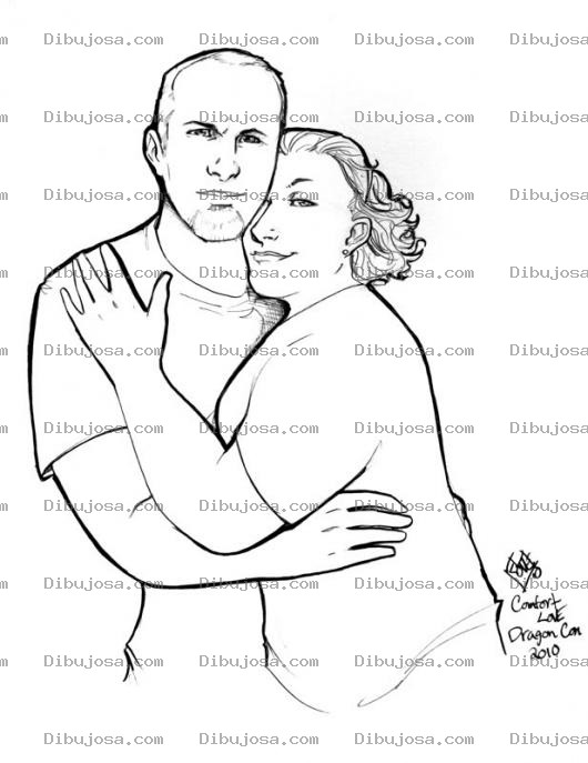 Dibujo para colorear Dibujo De Esposos Abrazados Para Pintar Y Colorear