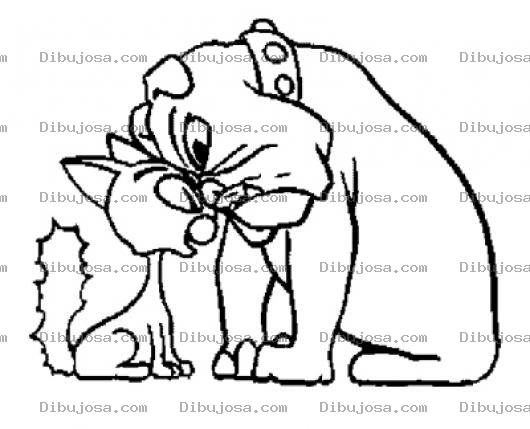 Dibujo para colorear Gato Versus Perro Para Pintar Y Colorear Gato Y Perro