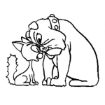 Dibujo para colorear Gato Versus Perro Para Pintar Y Colorear Gato Y Perro