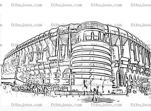 Dibujo para colorear Colorear Estadio Santiago Bernanbeu de Espana