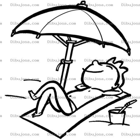 Dibujo para colorear Dibujo De Hombre Descansando En La Playa Para Pintar Y Colorear