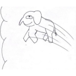 Dibujo para colorear Dibujo De Un Elefante Volando En El Aire Para Pintar Y Colorear