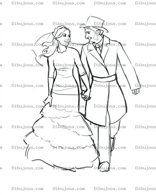 Dibujo para colorear Colorear Pareja De Reciencasados