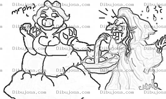 Dibujo para colorear Colorear A Blanca Nieves Gorda