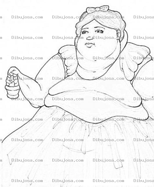 Dibujo para colorear Dibujo De Blanca Nieves Obesa Para Pintar Y Colorear