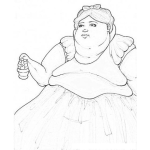 Dibujo para colorear Dibujo De Blanca Nieves Obesa Para Pintar Y Colorear