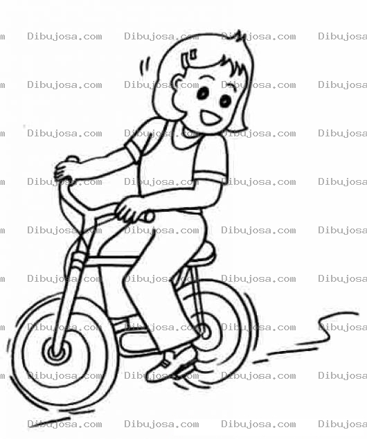 Dibujo para colorear Bicicleta Rosada Dibujo De Nina En Bicicleta Para Pintar Y Colorear
