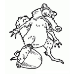 Dibujo para colorear Dibujo De Ardilla Y Bellota De La Era De Hielo Para Pintar Y Colorear