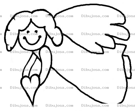 Dibujo para colorear Colorear un Angelito con un corazon