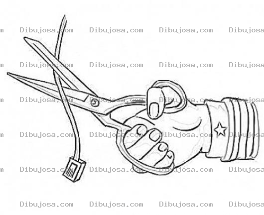Dibujo para colorear Dibujo De Mano Con Tijera Cortando Cable De Internet Para Pintar Y Colorear
