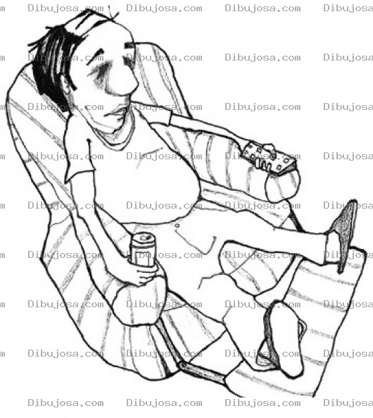 Dibujo para colorear Dibujo De Viejo Viendo Tele En Un Sofa Para Pintar Y Colorear