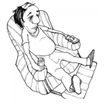 Dibujo para colorear Dibujo De Viejo Viendo Tele En Un Sofa Para Pintar Y Colorear