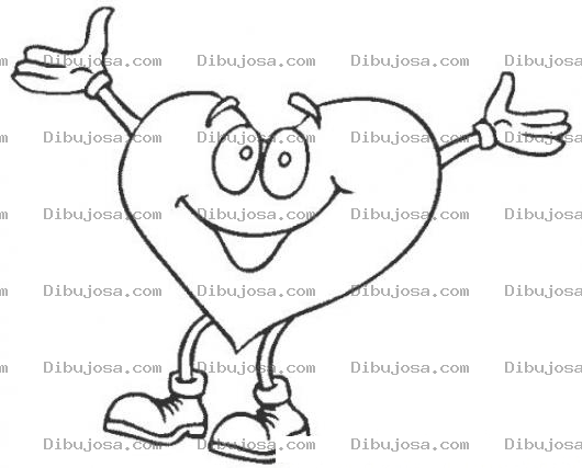 Dibujo para colorear Dibujo de corazon con brazos extendidos