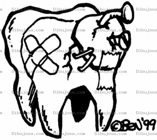 Dibujo para colorear Dibujo De Diente Lastimado Con Caries Para Pintar Y Colorear