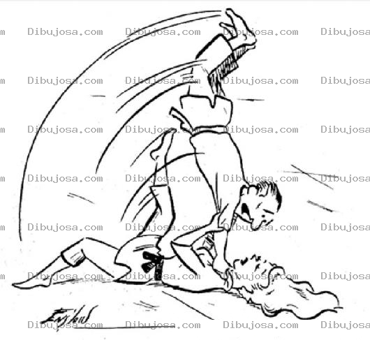 Dibujo para colorear Defensa Personal Para Mujeres Dibujo De Una Karateca Mujer Quitandose A Un Hombre De Encima