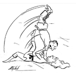 Dibujo para colorear Defensa Personal Para Mujeres Dibujo De Una Karateca Mujer Quitandose A Un Hombre De Encima