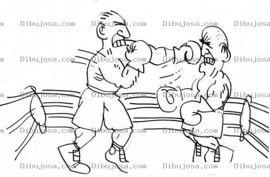 Dibujo para colorear Ver Peleas De Box Gratis Dibujo De Boxeadores En Un Cuadrilatero Para Pintar Y Colorear Golpe En La Casa Con Guante De Box