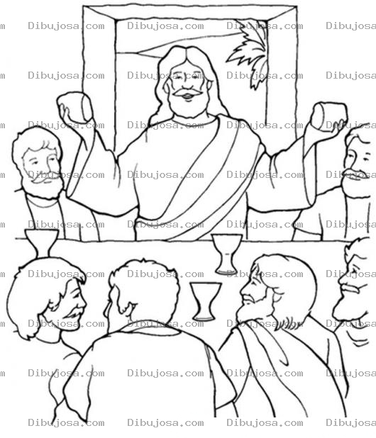 Dibujo para colorear Dibujo De JESUS Partiendo El Pan En La Santa Cena Para Pintar Y Colorear La Santacena De Cristo