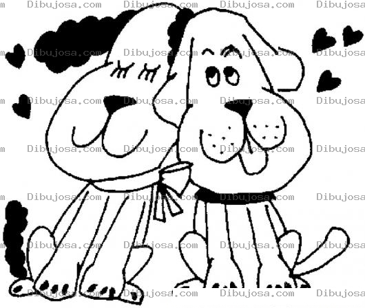 Dibujo para colorear Colorear perros enamorados