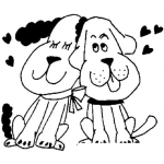 Dibujo para colorear Colorear perros enamorados