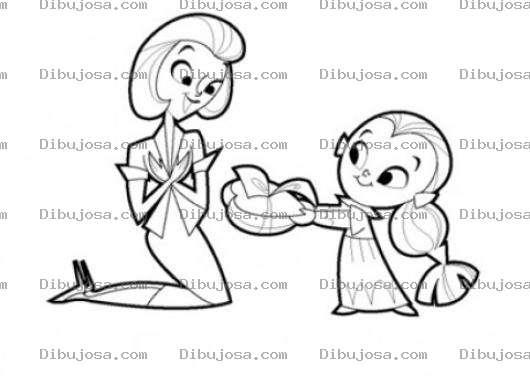 Dibujo para colorear Regalo Para Una Madre Dibujo De Nina Dandole Un Regalo A Su Mama Para Pintar Y Colorear