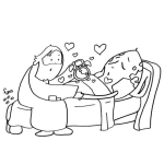 Dibujo para colorear El Mundo Se Esta Muriendo Dibujo Del Mundo Enfermo En Cama Recibindo La Visita De Amor CristoJesus Indicandole Que El Tiempo Ya Esta Llegando A Su Fin