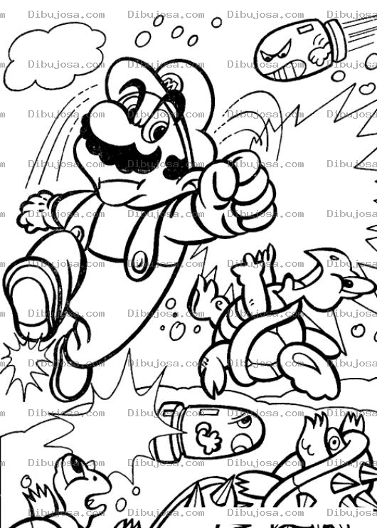 Dibujo para colorear Dibujo De Mariobros Esquivando Balas Para Pintar Y Colorear
