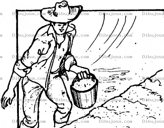 Dibujo para colorear Dibujo De Sembrador Cultivando La Tierra Para Pintar Y Colorear
