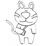 Dibujo para colorear Gato Quebrado Dibujo De Gatito Con El Brazo Enyesado Para Pintar Y Colorear Gato Fracturado