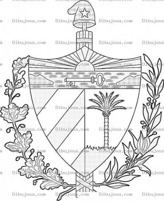 Dibujo para colorear Escudo De Cuba Para Colorear