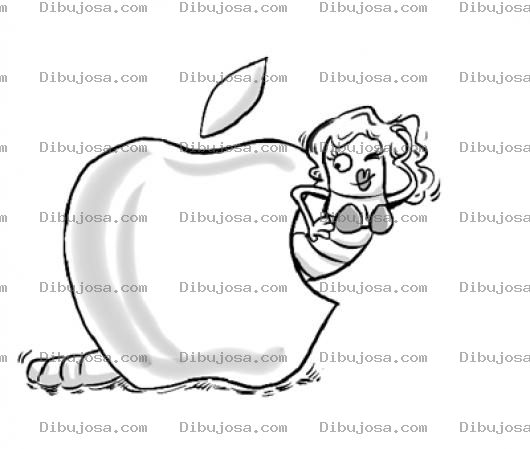 Dibujo para colorear Dibujo De Gusanita En La Manzana De Mac Para Pintar Y Colorear