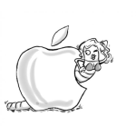 Dibujo para colorear Dibujo De Gusanita En La Manzana De Mac Para Pintar Y Colorear