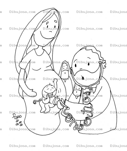 Dibujo para colorear Dibujo De Ginecologo Escuchando A Un Bebe Por El Estetoscopio Para Colorear