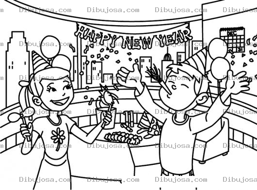 Dibujo para colorear Fiesta De Fin De Ano Para Pintar Y Colorear