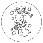 Dibujo para colorear Colorear Angelitos con trompeta y violin