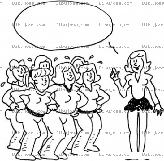 Dibujo para colorear Clases De Danza Dibujo De Mujeres En Un Gimnasio Escuchando A Una Instructora De Baile Para Pintar Y Colorear