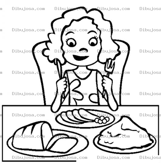 Dibujo para colorear Almuerzo Delicioso Dibujo De Una Mujera Almorzando Bien Rico Y Sabroso Para Pintar Y Colorear Un Almuerso Saludable