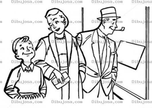 Dibujo para colorear Bono14 Dibujo De Familia De Compras Vitrineando Despues De El Bono 14 Para Pintar Y Colorear