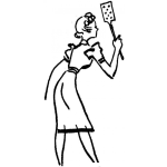 Dibujo para colorear Mujer Con Mata Moscas Para Pintar Y Colorear