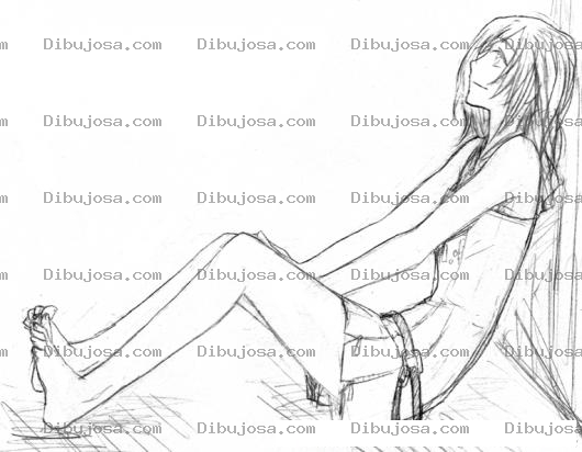 Dibujo para colorear Dibujo De Chica Ilusionada Sentada En El Suelo Y Sin Zapatos Para Pintar Y Colorear
