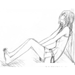 Dibujo para colorear Dibujo De Chica Ilusionada Sentada En El Suelo Y Sin Zapatos Para Pintar Y Colorear