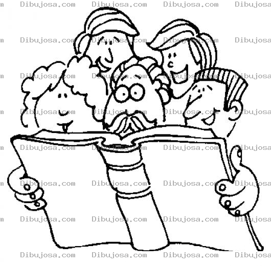 Dibujo para colorear Abuelito Leyendo Libro De Cuentos Para Colorear